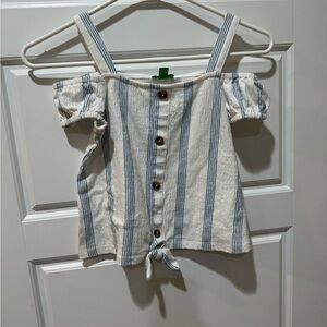 Dip Blue and White Striped Top